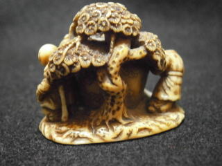 The boy Break the jar netsuke Norishige signed３